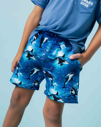 Baby Kids Bamboo Pajamas — Whale, Hello There Pull-On Shorts — Image 1