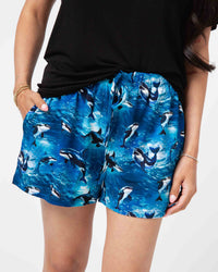 Baby Kids Bamboo Pajamas — Whale, Hello There Women's Shorts — Image 1
