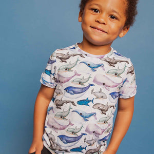 Baby Kids Bamboo Pajamas — Whalecome to the Party T-Shirt — Image 1