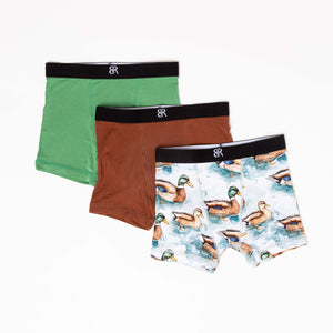 Baby Kids Bamboo Pajamas — What The Duck 3-Pack Boy's Boxer Brief Underwear — Image 1