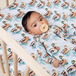 Baby Kids Bamboo Pajamas — What The Duck Crib Sheet — Image 1