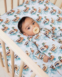 Baby Kids Bamboo Pajamas — What The Duck Crib Sheet — Image 1