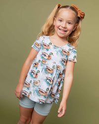 Baby Kids Bamboo Pajamas — What The Duck Short Sleeve Empire Waist Top & Shorts Set — Image 1