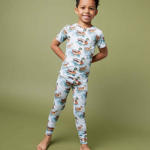 Baby Kids Bamboo Pajamas — What The Duck Short Sleeve Pajama Set — Image 1