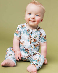 Baby Kids Bamboo Pajamas — What The Duck Short Sleeve Romper — Image 1