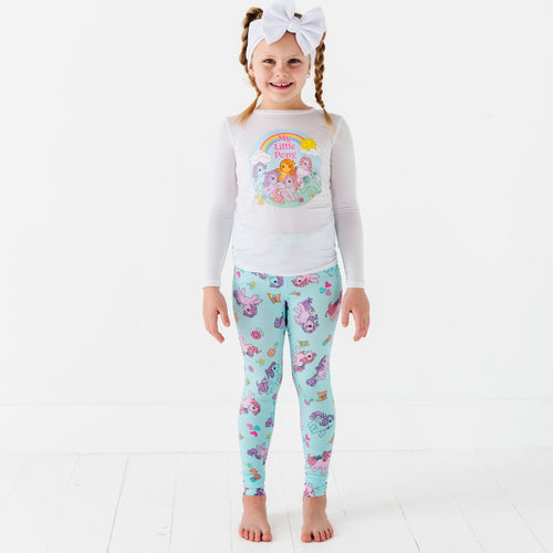My Little Pony: Classic White Pony Tee & Blue Leggings - Image 1 - Bums & Roses