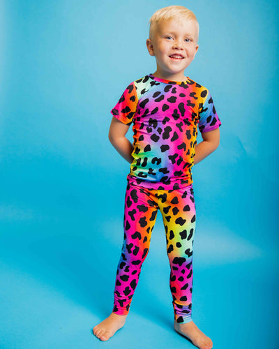 Baby Kids Bamboo Pajamas — Wild About Hue Short Sleeve Pajama Set — Image 1