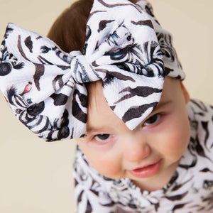 Baby Kids Bamboo Pajamas — Wild Stripes Biggie Bow — Image 1