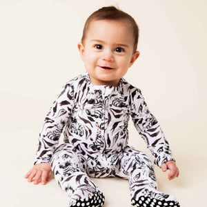 Baby Kids Bamboo Pajamas — Wild Stripes Footie — Image 1