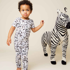 Baby Kids Bamboo Pajamas — Wild Stripes Short Sleeve Romper — Image 1
