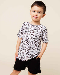 Baby Kids Bamboo Pajamas — Wild Stripes Short Sleeve T-Shirt & Shorts Set — Image 1