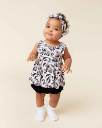 Baby Kids Bamboo Pajamas — Wild Stripes Sleeveless Peplum Top & Bummies Set — Image 1