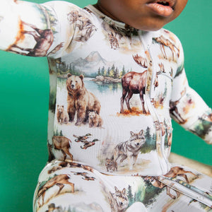 Baby Kids Bamboo Pajamas — Wood You Believe It Convertible Romper — Image 1