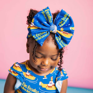 Baby Kids Bamboo Pajamas — Yellow Submarine™ Biggie Bow — Image 1