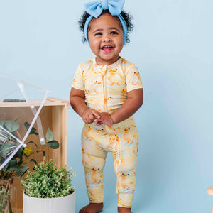 Baby Kids Bamboo Pajamas — You Quack Me Up Romper — Image 1