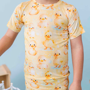 Baby Kids Bamboo Pajamas — You Quack Me Up Two-Piece Pajama Set — Image 1