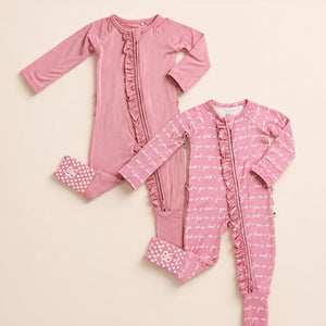 Baby Kids Bamboo Pajamas — You Are So Loved - Pink-a-Boo + Pink-a-Boo Convertible Rompers Bundle — Image 1