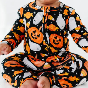 Baby Kids Bamboo Pajamas — You've Been Ghosted Long Sleeve Romper — Image 1