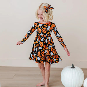 Baby Kids Bamboo Pajamas — You've Been Ghosted Long Sleeve Dress & Shorts Set — Image 1