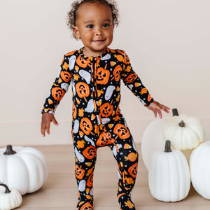 Baby Kids Bamboo Pajamas — You've Been Ghosted Footie — Image 1