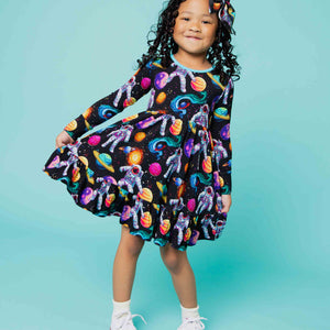 Baby Kids Bamboo Pajamas — Zero Gravity Long Sleeve Dress & Shorts Set — Image 1