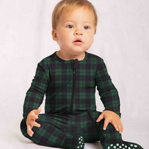 Baby Kids Bamboo Pajamas — Plaid Tidings Footie — Image 1
