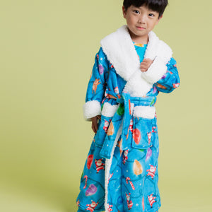 Baby Kids Bamboo Pajamas — A Very Lit-mas Kids Plush Robe — Image 1