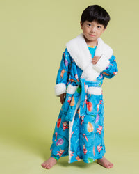 Baby Kids Bamboo Pajamas — A Very Lit-mas Kids Plush Robe — Image 1