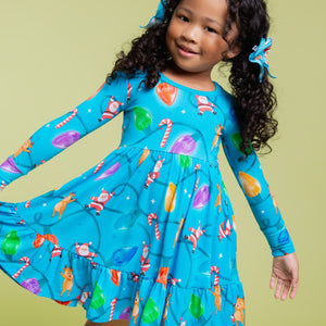 Baby Kids Bamboo Pajamas — A Very Lit-mas Long Sleeve Dress & Shorts Set — Image 1
