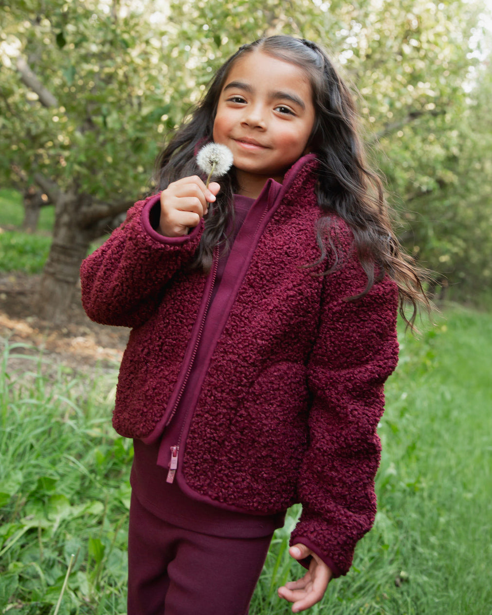 Berry Cozy Kids Zip-Up Sherpa Jacket