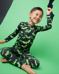 Baby Kids Bamboo Pajamas — Bat Habits Long Sleeve Pajama Set — Image 2