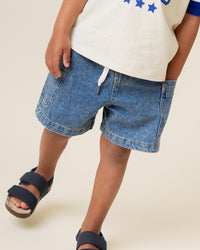 Baby Kids Bamboo Pajamas — Denim Shorts — Image 1