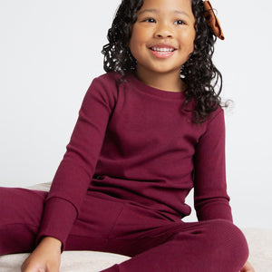 Baby Kids Bamboo Pajamas — Berry Cozy Ribbed Long Sleeve Pajama Set — Image 1