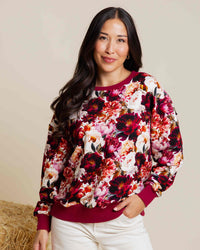 Baby Kids Bamboo Pajamas — Berry Tale Ending Women's Relaxed Crew Neck Sweatshirt — Image 1