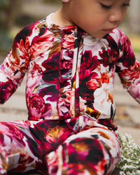 Baby Kids Bamboo Pajamas — Berry Tale Ending Convertible Ruffle Romper — Image 11