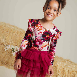 Baby Kids Bamboo Pajamas — Berry Tale Ending Long Sleeve Top & Tulle Skort Set — Image 1