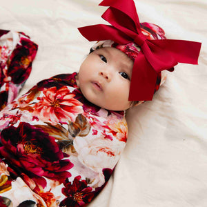 Baby Kids Bamboo Pajamas — Berry Tale Ending Swaddle & Bow Beanie — Image 3