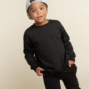 Baby Kids Bamboo Pajamas — Black Relaxed Fit Jogger Set — Image 1