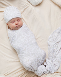 Baby Kids Bamboo Pajamas — Branching Out Footie + Swaddle & Beanie Set Bundle — Image 3