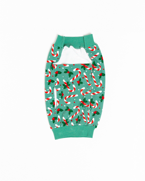 Baby Kids Bamboo Pajamas — Candy Cane Lane Dog Sweater — Image 2
