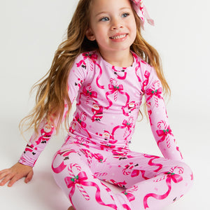 Baby Kids Bamboo Pajamas — Candy Cane Crush Long Sleeve Pajama Set — Image 1