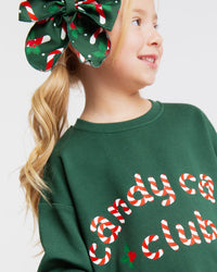 Baby Kids Bamboo Pajamas — Candy Cane Lane Woven Alligator Clip - Dark Green — Image 1