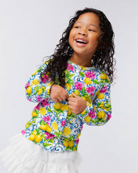 Baby Kids Bamboo Pajamas — Carpe Lemon Girls Button Front Cardigan — Image 1