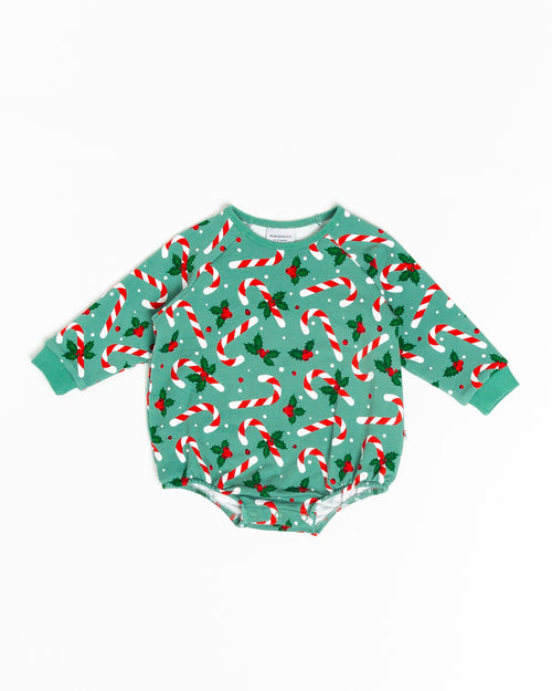 Baby Kids Bamboo Pajamas — Candy Cane Lane Bubble Sweatshirt — Image 2
