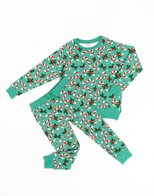 Baby Kids Bamboo Pajamas — Candy Cane Lane Jogger Set — Image 2