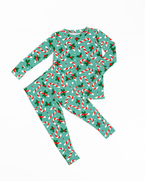 Baby Kids Bamboo Pajamas — Candy Cane Lane Long Sleeve Pajama Set — Image 2