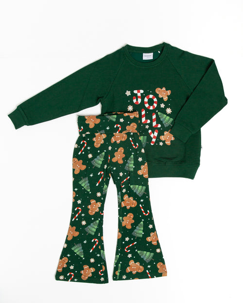 Baby Kids Bamboo Pajamas — Bake it Happen Crew Neck Sweatshirt & Bell Bottoms Set — Image 2