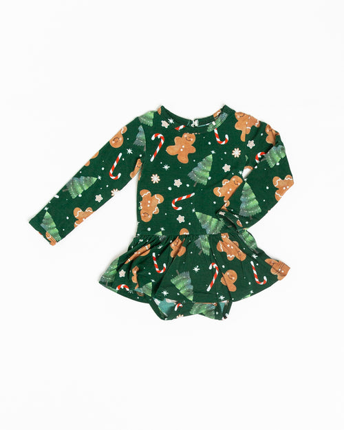 Baby Kids Bamboo Pajamas — Bake it Happen Long Sleeve Ruffle Dress — Image 2