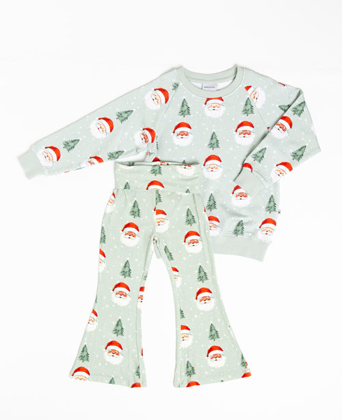 Baby Kids Bamboo Pajamas — Just BeClause Crew Neck Sweatshirt & Bell Bottoms Set — Image 2