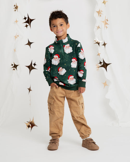 Baby Kids Bamboo Pajamas — Claus Encounters 1/4 Zip Pullover Sweatshirt — Image 3